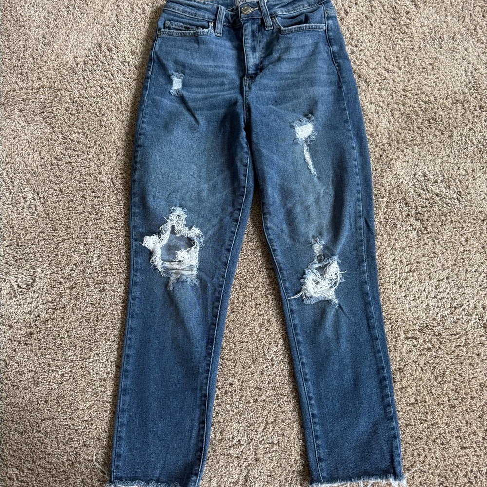 YMI Blue Ankle Cropped Distressed Jeans